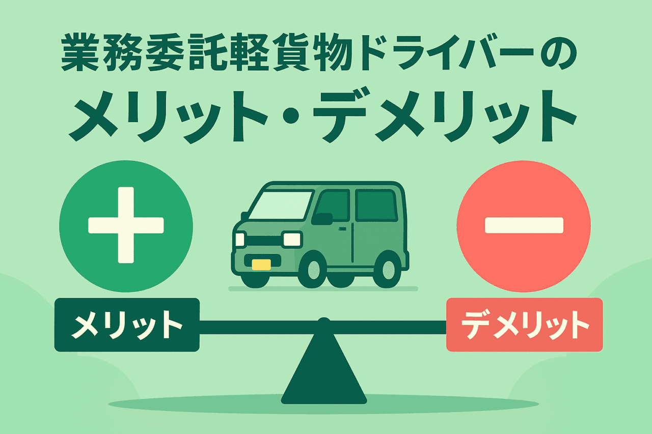 軽貨物ドライバーのメリットとデメリットを比較するイラスト